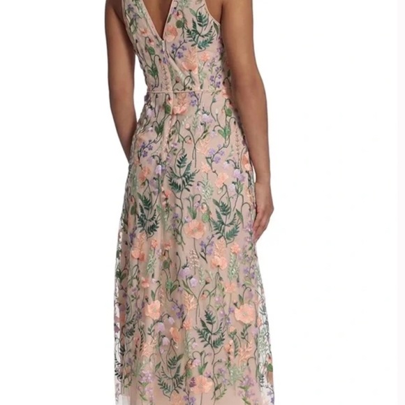 Maggy London Garden Embroidered Mesh Halter Midi Dress Maggy London Garden Embroidered Mesh Halter Midi Dress